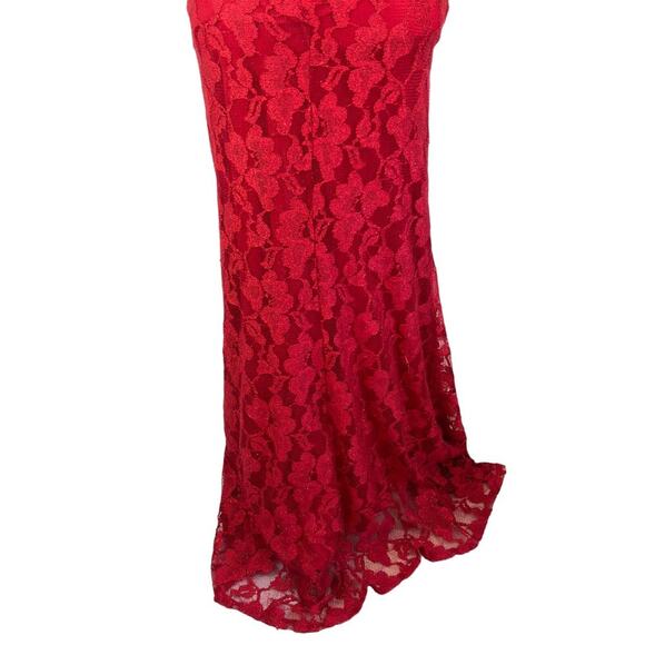 JODI KRISTOPHER LACE OPEN BACK SLEEVELESS FORMAL DRESS IN‎ RED JUNIORS SIZE 1 - Picture 9 of 13